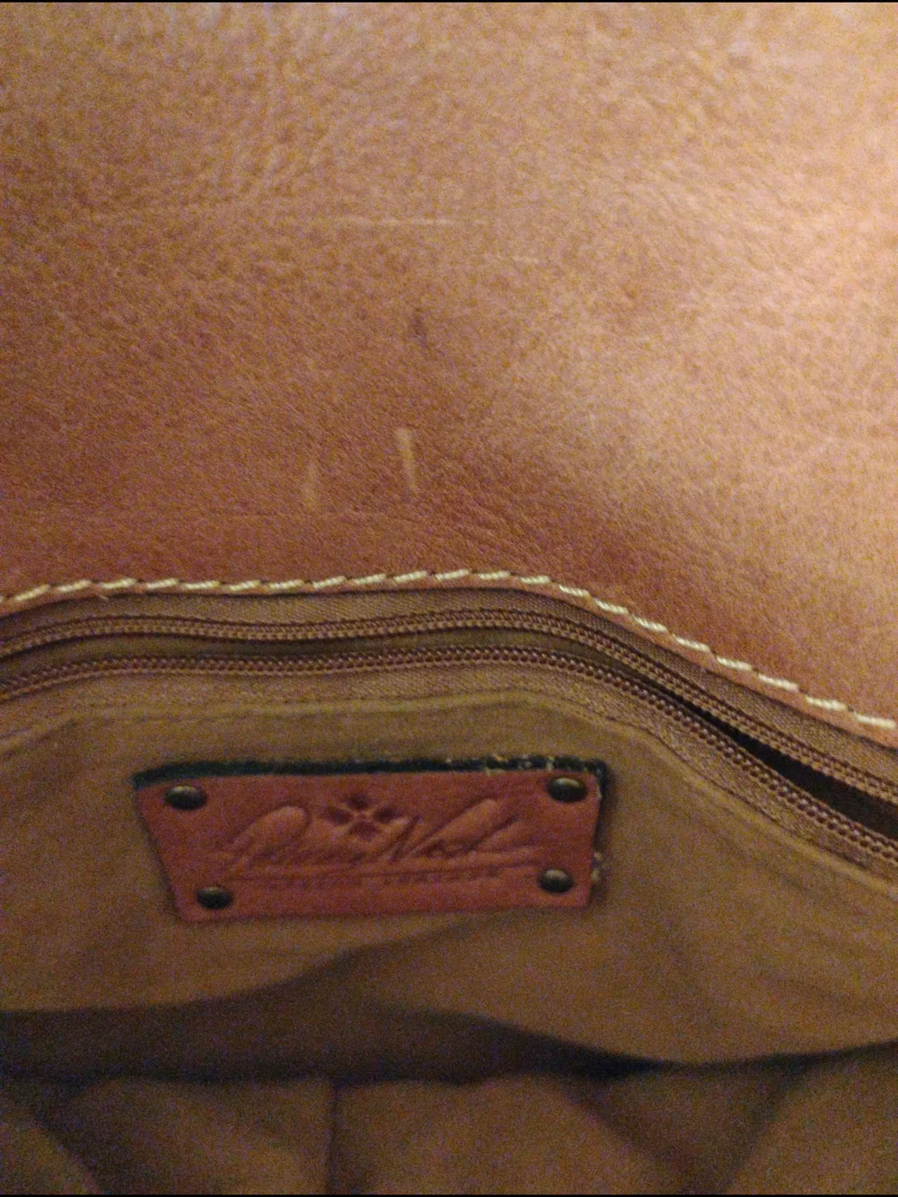 Patricia Nash Classic Tan Leather Tote Bag with Brass Lock